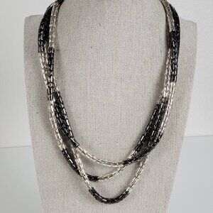 Alfani Metallic Silver And Gunmetal Tone Snake Chain Opera Length Necklace 62 In